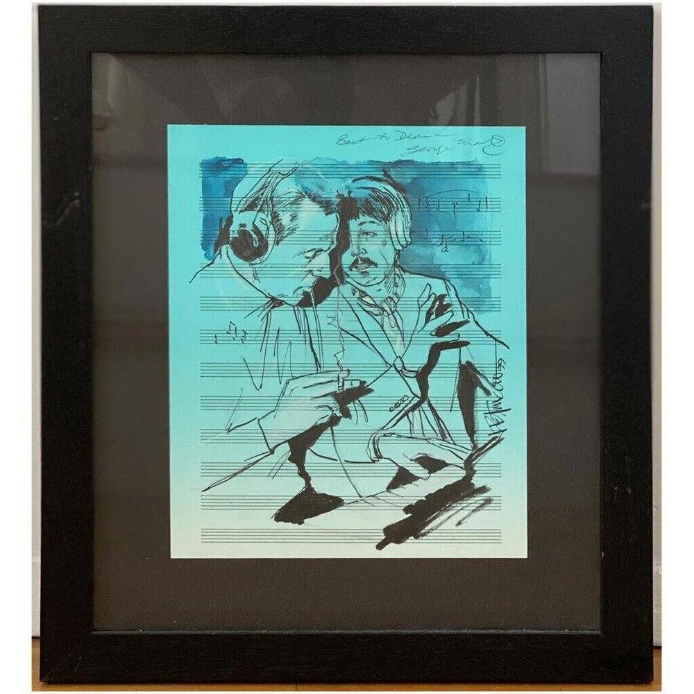 Paul McCartney George Martin hand signed artwork by Joe Petruccio LOA